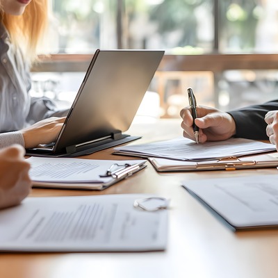 Lawyers negotiating over a legal contract